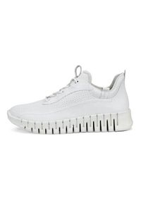 ecco - Buty do chodzenia damskie Ecco Gruuv. Kolor: biały. Materiał: materiał, skóra, syntetyk. Szerokość cholewki: normalna. Sport: turystyka piesza