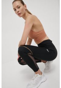 Reebok legginsy treningowe Les Mills® Lux Perform damskie kolor czarny gładkie. Stan: podwyższony. Kolor: czarny. Materiał: materiał, dzianina, skóra. Wzór: gładki. Sport: fitness #3