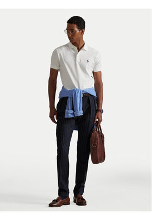 Polo Ralph Lauren Polo 710941439002 Biały Custom Slim Fit. Typ kołnierza: polo. Kolor: biały. Materiał: bawełna