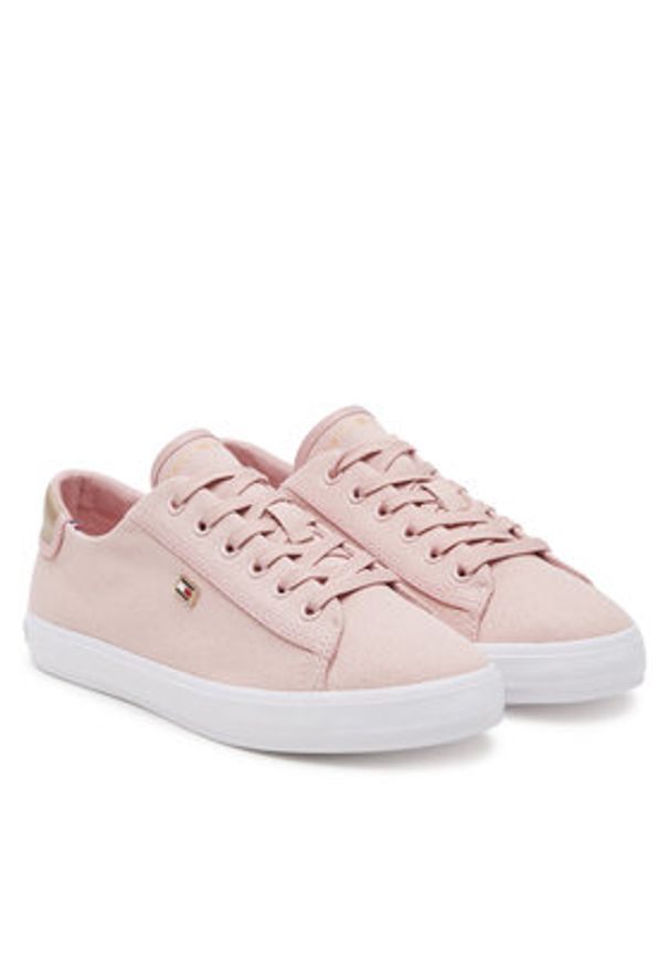 TOMMY HILFIGER - Tommy Hilfiger Sneakersy Vulc Canvas Lace Up Sneaker FW0FW08647 Różowy. Kolor: różowy. Materiał: materiał