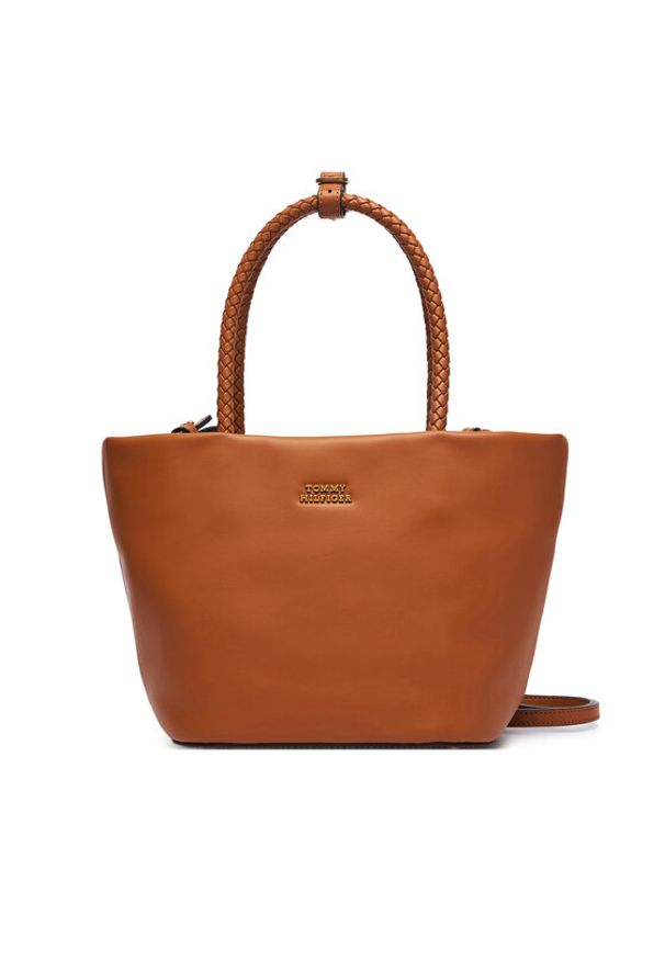 TOMMY HILFIGER - Tommy Hilfiger Torebka Th Marina Bucket Leather AW0AW18739 Brązowy. Kolor: brązowy. Materiał: skórzane