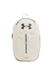 Plecak treningowy uniseks Under Armour UA Hustle Lite Backpack - beżowy. Kolor: beżowy. Materiał: nylon, poliester. Wzór: paski