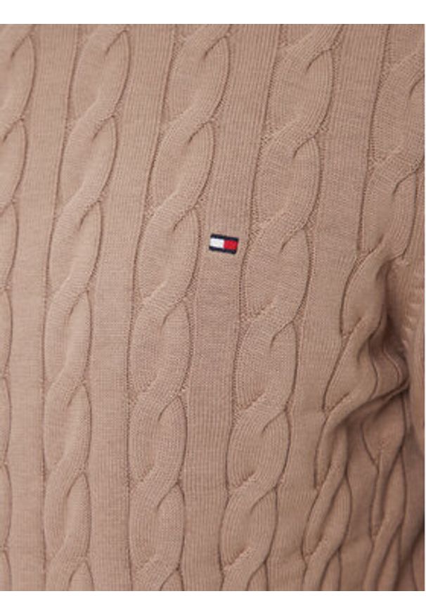 TOMMY HILFIGER - Tommy Hilfiger Sweter MW0MW33132 Beżowy Regular Fit. Kolor: beżowy. Materiał: bawełna