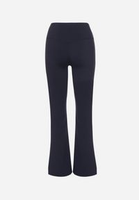 Born2be - Granatowe Spodnie Legginsy Typu Dzwony z Wysokim Stanem Melonell. Stan: podwyższony. Kolor: niebieski
