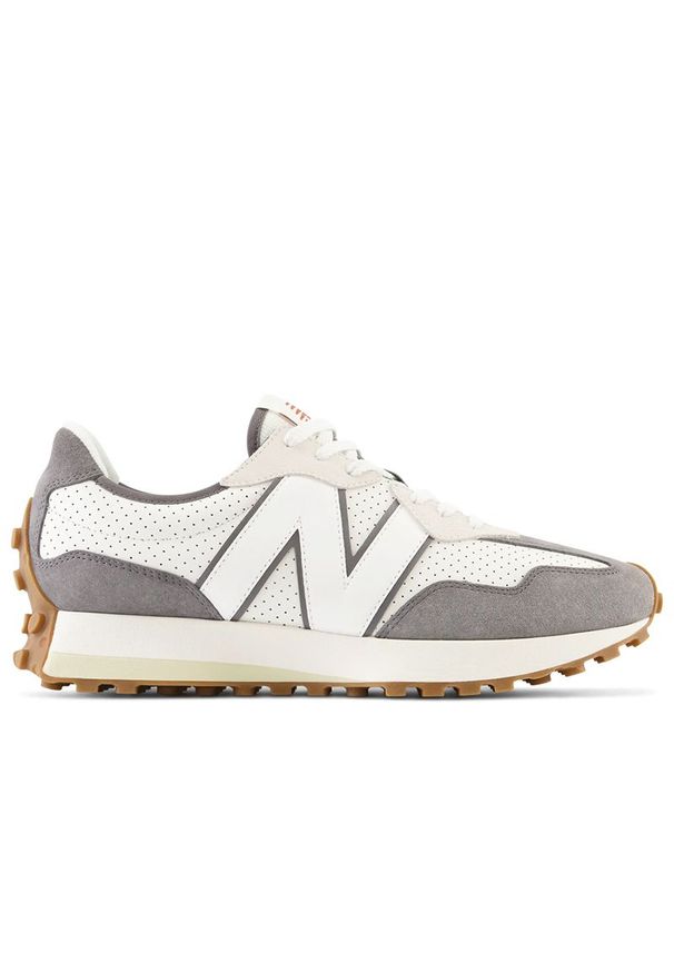 Buty New Balance MS327PJ - szare. Okazja: na co dzień. Kolor: szary. Materiał: guma, zamsz, materiał, skóra. Szerokość cholewki: normalna. Sport: turystyka piesza