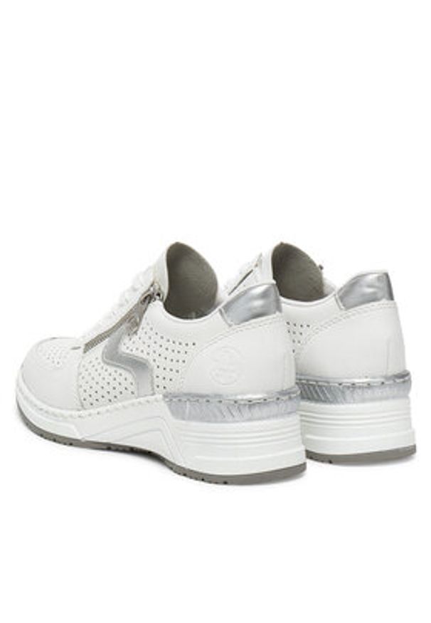 Rieker Sneakersy N4340-80 Biały. Kolor: biały. Materiał: skóra