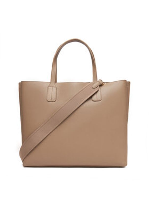 TOMMY HILFIGER - Tommy Hilfiger Torebka Th Distinct Satchel AW0AW17463 Beżowy. Kolor: beżowy. Materiał: skórzane