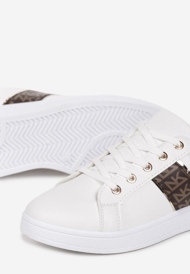 Born2be - Biało-Brązowe Sneakersy z Wstawkami Dyvana. Kolor: biały