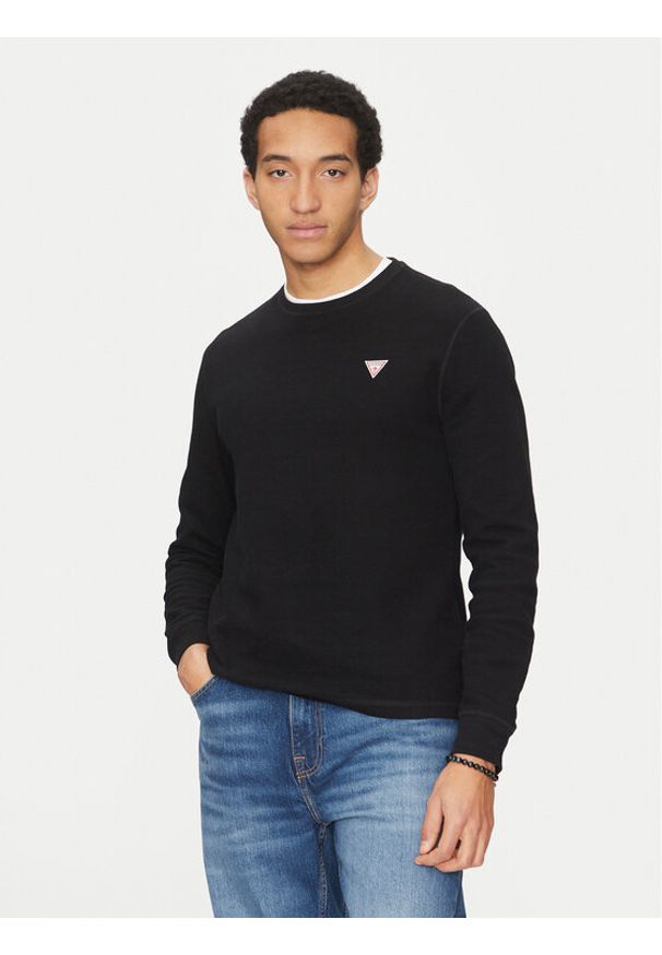 Guess Jeans Longsleeve M4BI77 KCII1 Czarny Regular Fit. Kolor: czarny. Materiał: bawełna. Długość rękawa: długi rękaw