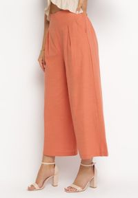 Born2be - Pomarańczowe Szerokie Spodnie Bawełniane Camprell. Kolor: pomarańczowy. Materiał: bawełna #1