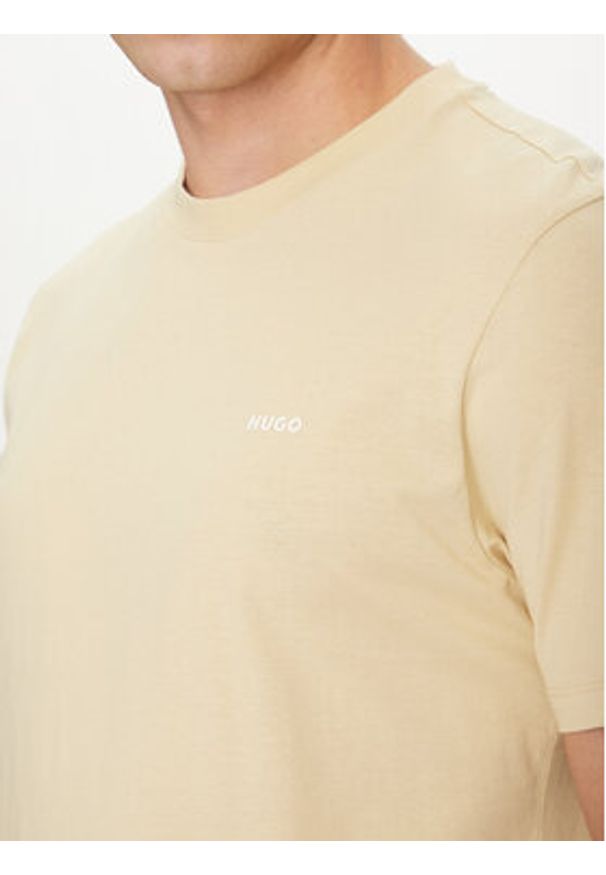 Hugo - HUGO T-Shirt Dero222 50466158 Beżowy Regular Fit. Kolor: beżowy. Materiał: bawełna