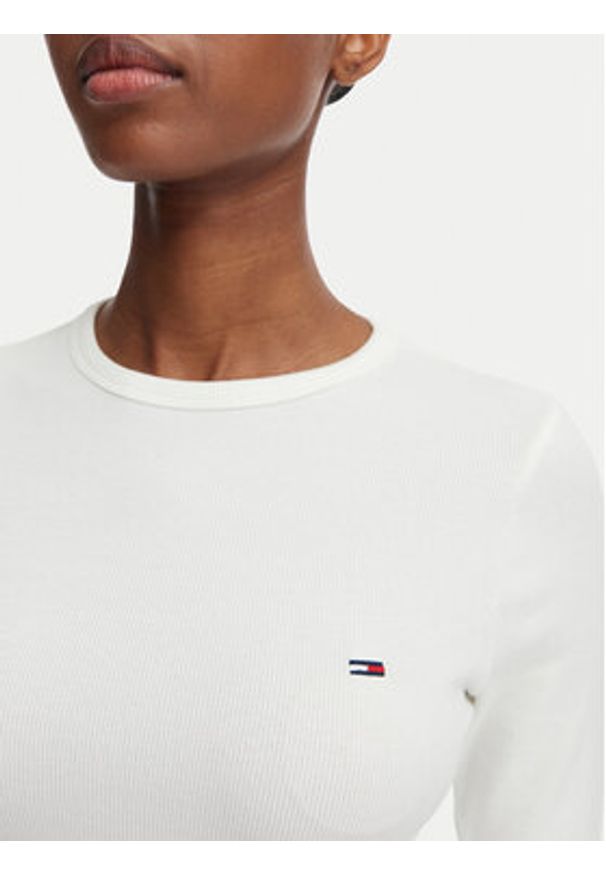 Tommy Jeans Bluzka DW0DW22783 Biały Slim Fit. Kolor: biały. Materiał: bawełna