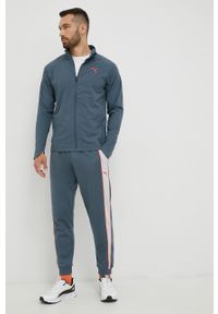 Puma spodnie dresowe męskie wzorzyste. Kolor: szary. Materiał: dresówka #3