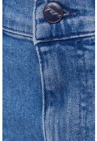 Pepe Jeans Szorty ADELINE damskie gładkie high waist. Okazja: na co dzień. Stan: podwyższony. Kolor: niebieski. Wzór: gładki. Styl: casual