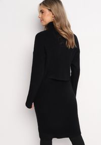 Born2be - Czarny 2-częściowy Komplet Wełniany z Sukienką i Swetrem Likosma. Kolor: czarny. Materiał: wełna. Sport: golf #5
