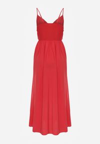 Renee - Czerwona Sukienka z Wiskozy Anomaria. Kolor: czerwony. Materiał: wiskoza. Długość rękawa: na ramiączkach. Sezon: lato. Typ sukienki: rozkloszowane, kopertowe. Długość: maxi #8