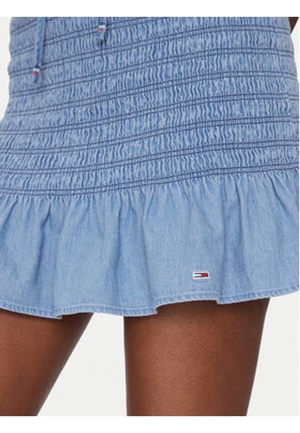 Tommy Jeans Spódnica mini DW0DW20273 Niebieski Regular Fit. Kolor: niebieski. Materiał: bawełna