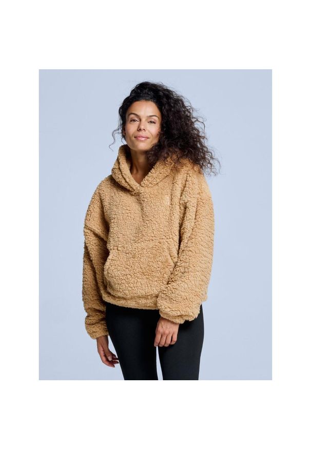 POEDERBAAS - Bluza z kapturem Fluffy - damska - na cztery pory roku - Teddy - Ciepły piasek. Typ kołnierza: kaptur. Kolor: beżowy. Materiał: poliester. Sezon: zima. Sport: narciarstwo