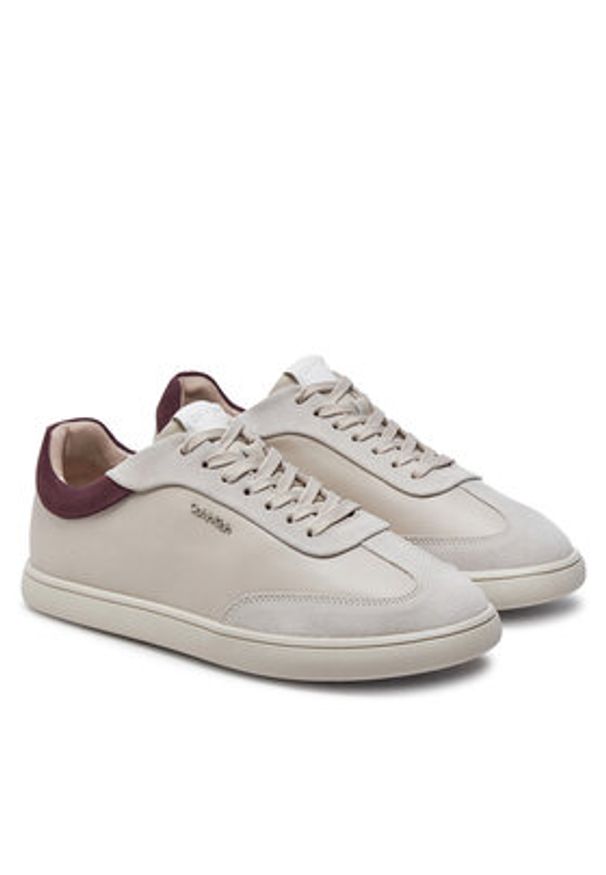 Calvin Klein Sneakersy Cupsole Lace Up - Lth Sue Mix HW0HW02435 Beżowy. Kolor: beżowy. Materiał: skóra