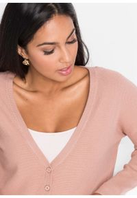 Sweter rozpinany bonprix stary jasnoróżowy. Kolor: różowy. Styl: retro #4