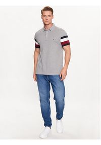 TOMMY HILFIGER - Tommy Hilfiger Polo MW0MW31675 Szary Slim Fit. Typ kołnierza: polo. Kolor: szary. Materiał: bawełna