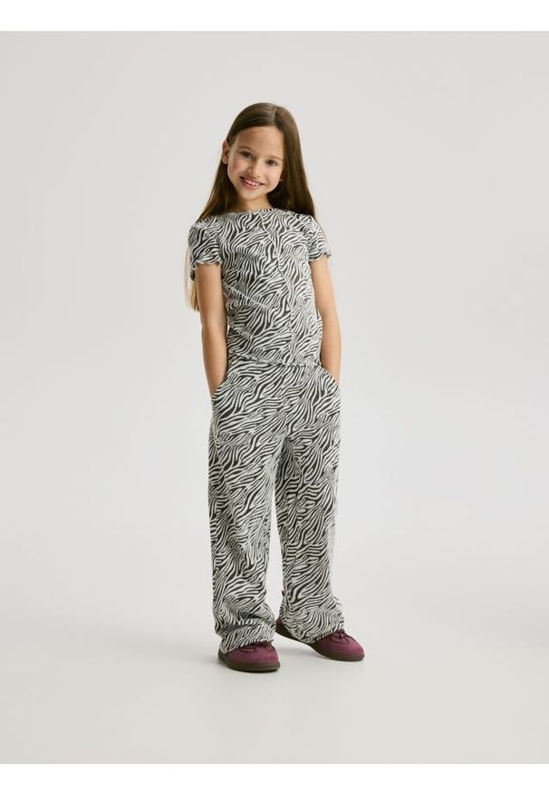 Reserved - Żakardowe spodnie - wielobarwny. Materiał: żakard