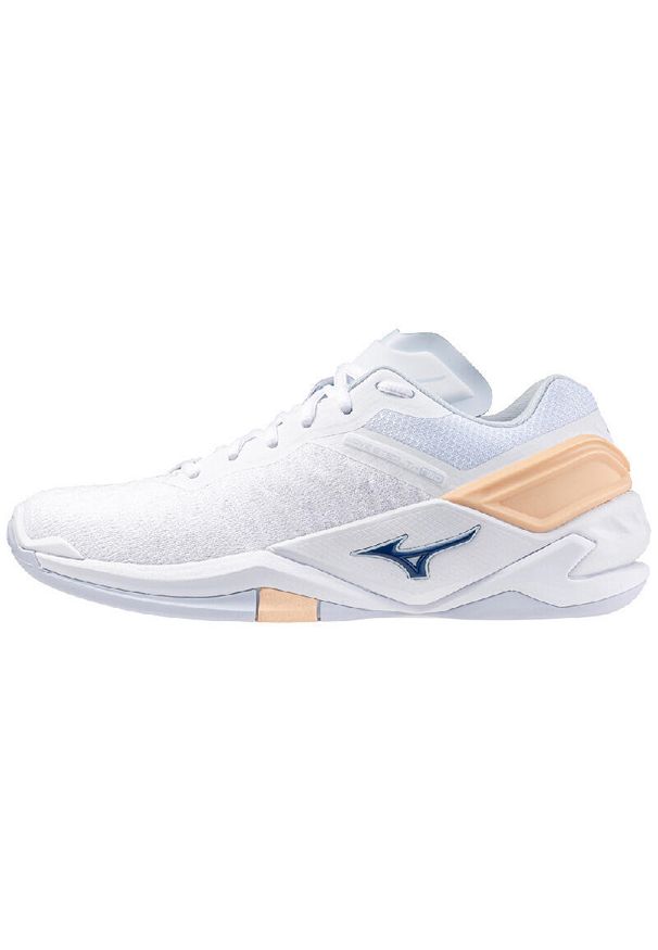 Damskie buty halowe Mizuno Wave Stealth Neo. Kolor: biały, wielokolorowy, różowy. Model: Mizuno Wave