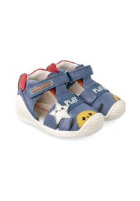 Biomecanics - Sandały dziecięce. Nosek buta: okrągły. Zapięcie: rzepy. Kolor: niebieski. Materiał: syntetyk, skóra, materiał #1