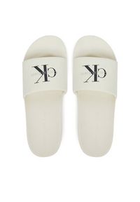 Calvin Klein Jeans Klapki Slide Monologo Cv YM0YM01367 Biały. Kolor: biały. Materiał: materiał #3