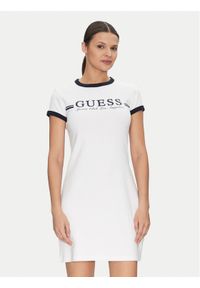 Guess Sukienka codzienna V5GK02 KCQX1 Biały Slim Fit. Okazja: na co dzień. Kolor: biały. Materiał: bawełna. Typ sukienki: proste. Styl: casual