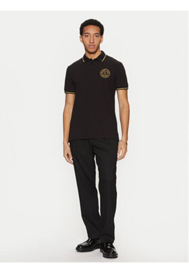 Versace Jeans Couture Polo 78GAGT00 Czarny Regular Fit. Typ kołnierza: polo. Kolor: czarny. Materiał: bawełna