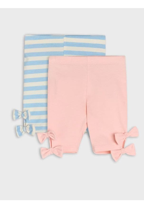 Sinsay - Legginsy z ozdobnymi kokardkami 2 pack - kremowy. Kolor: kremowy