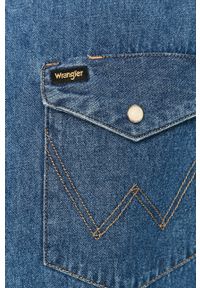Wrangler - Koszula jeansowa. Typ kołnierza: kołnierzyk klasyczny. Kolor: niebieski. Materiał: jeans. Wzór: gładki. Styl: klasyczny #2