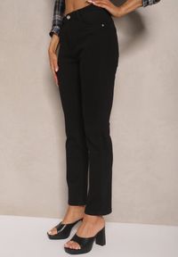 Renee - Czarne Skinny Jeansy z Bawełną High Waist Lorie. Okazja: na co dzień. Stan: podwyższony. Kolor: czarny. Styl: casual, elegancki, wizytowy
