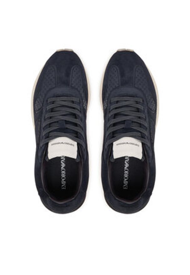 Emporio Armani Sneakersy EM003740 AF19728 ZB005 Granatowy. Kolor: niebieski. Materiał: zamsz, skóra
