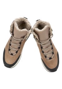 Brązowe Botki Rieker Ocieplane Buty Damskie. Okazja: na spacer. Zapięcie: sznurówki. Kolor: brązowy. Materiał: materiał. Sezon: zima. Styl: sportowy #9
