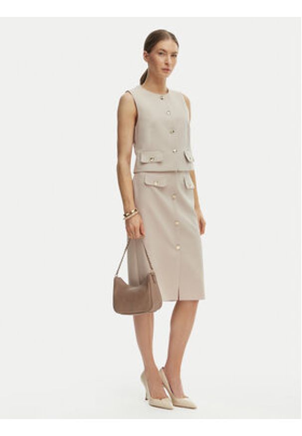 Rinascimento Kamizelka garniturowa CFC0128265003 Beżowy Slim Fit. Kolor: beżowy. Materiał: syntetyk