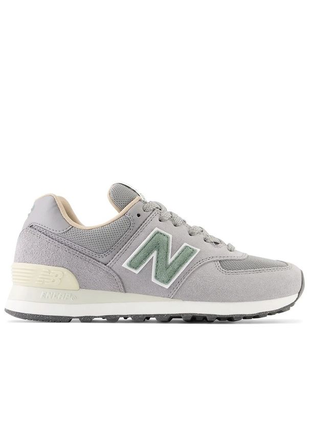 Buty New Balance WL574TG2 - szare. Okazja: na co dzień. Kolor: szary. Materiał: guma, skóra, syntetyk, materiał, zamsz. Szerokość cholewki: normalna. Model: New Balance 574
