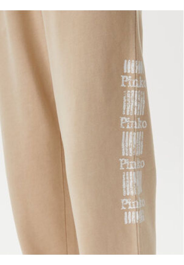 Pinko - PINKO Spodnie dresowe Plumcake 104790 A2CV Beżowy Regular Fit. Kolor: beżowy. Materiał: bawełna