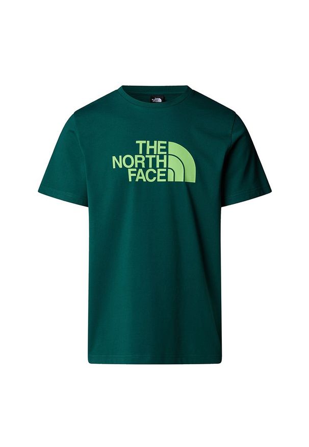 Koszulka męska The North Face Easy 0A8A6CA6O1 - zielona. Kolor: zielony. Materiał: poliester, bawełna. Długość rękawa: krótki rękaw. Długość: krótkie. Wzór: nadruk