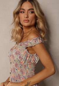 Renee - Jasnozielona Kwiecista Sukienka Rozkloszowana z Bawełny na Ramiączkach Kalassia. Kolor: zielony. Materiał: bawełna. Długość rękawa: na ramiączkach. Sezon: lato #4