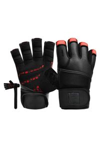RDX SPORTS - Rękawiczki RDX L4 Finger Weightlifting Leather. Kolor: czerwony, wielokolorowy, czarny. Sport: fitness #1