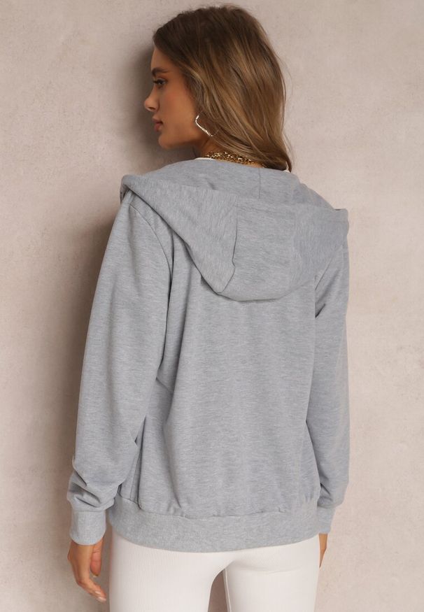 Renee - Szara Bluza Rhodothee. Kolor: szary. Materiał: jeans, dzianina. Długość rękawa: na ramiączkach. Długość: długie. Wzór: jednolity. Sezon: zima, jesień. Styl: sportowy