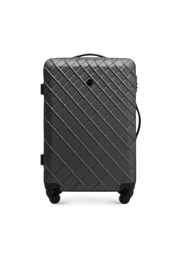 Wittchen - Średnia walizka z ABS-u w ukośną kratkę stalowo-czarna. Kolor: wielokolorowy, czarny, szary. Materiał: guma. Wzór: kratka
