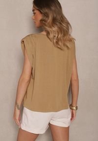 Renee - Brązowa Bluzka z Wiskozy z Ozdobnymi Ramionami Mavienne. Okazja: na co dzień. Kolor: brązowy. Materiał: wiskoza. Styl: klasyczny, casual, elegancki #3