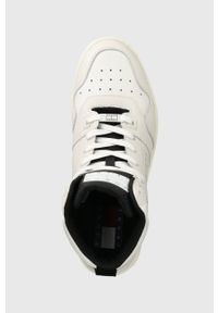 Tommy Jeans sneakersy skórzane TJM BASKET MID LEATHER kolor biały EM0EM01258. Zapięcie: sznurówki. Kolor: biały. Materiał: skóra #4