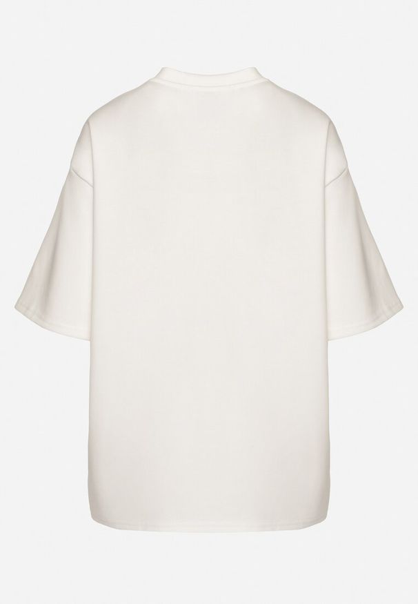 Born2be - Biały T-shirt z Bawełną w Klasycznym Stylu Meravia. Okazja: na co dzień. Kolor: biały. Materiał: bawełna. Wzór: gładki. Styl: klasyczny