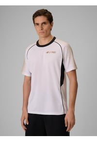 4f - 4F Koszulka treningowa szybkoschnąca męska 4F x Robert Lewandowski - biała XXL. Kolor: biały. Materiał: materiał. Sezon: lato. Sport: piłka nożna, fitness #1