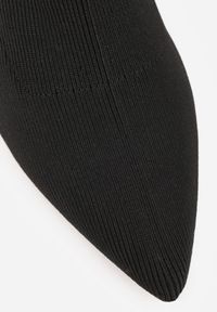 Born2be - Czarne Botki Wsuwane na Stożkowym Obcasie ze Skarpetową Cholewką Lerelda. Okazja: na spotkanie biznesowe. Zapięcie: bez zapięcia. Kolor: czarny. Materiał: dzianina. Szerokość cholewki: normalna. Obcas: na obcasie. Styl: biznesowy, elegancki. Wysokość obcasa: średni #7