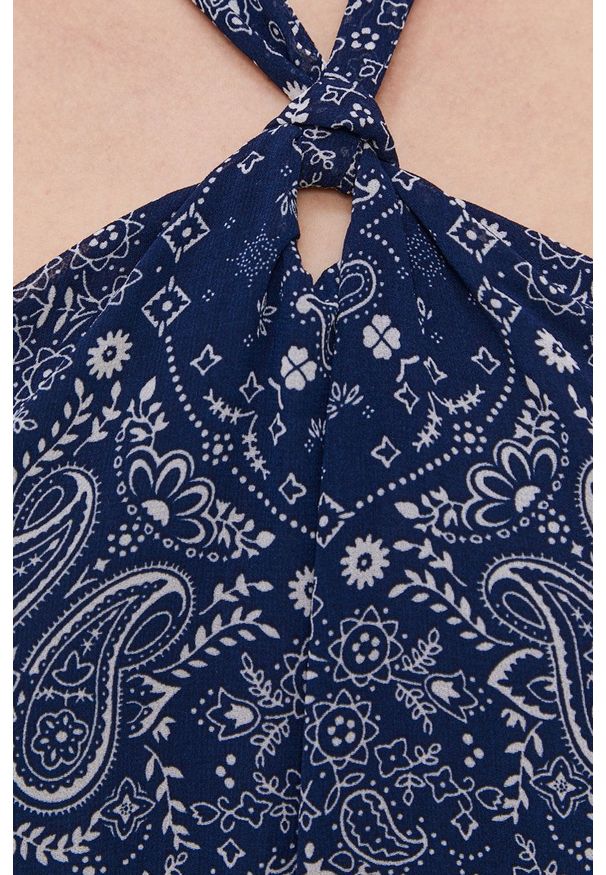 Pepe Jeans Sukienka kolor granatowy midi rozkloszowana. Kolor: niebieski. Materiał: tkanina. Typ sukienki: asymetryczne, rozkloszowane. Długość: midi